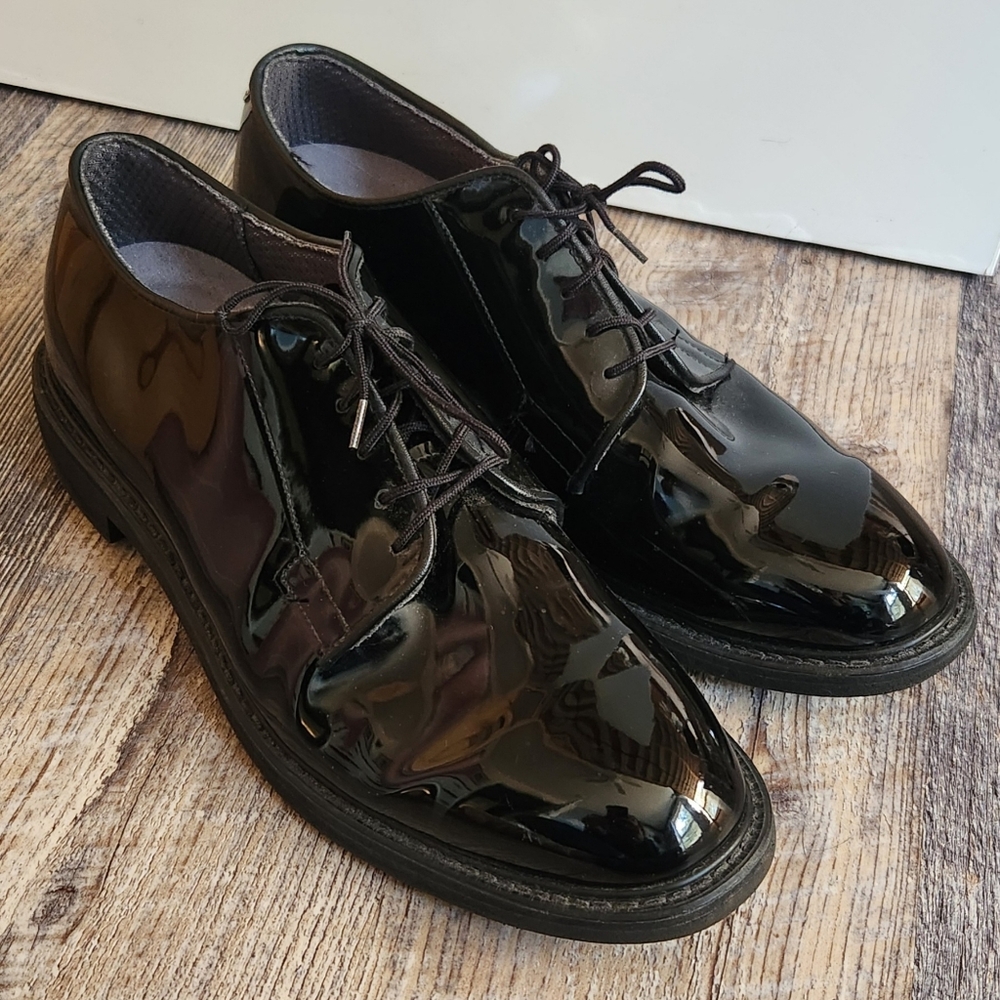 Bates Men's Size 10 D Black High Gloss Duty Oxford Unform Shoes